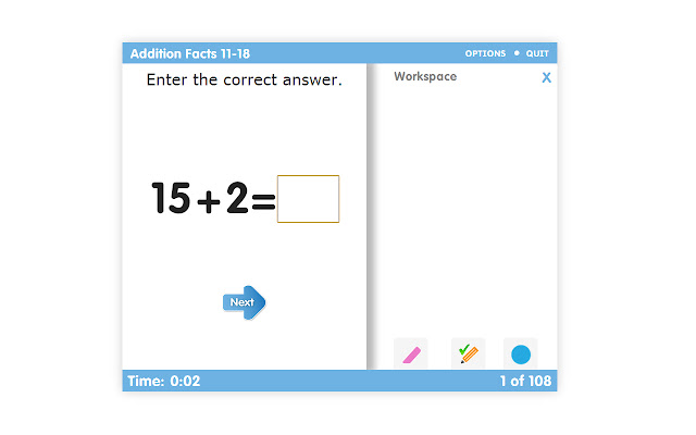 Timed Test: Addition Facts 11 18  from Chrome web store to be run with OffiDocs Chromium online