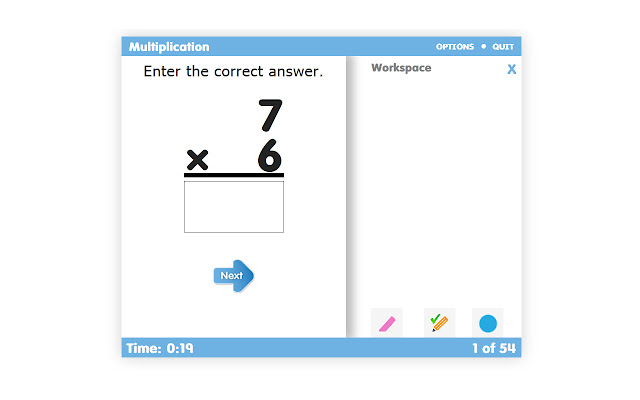 Timed Test: Multiplication Facts to 9  from Chrome web store to be run with OffiDocs Chromium online