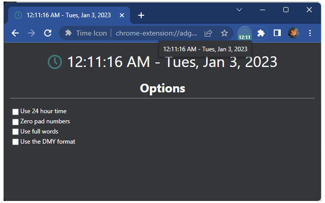 Time Icon  from Chrome web store to be run with OffiDocs Chromium online