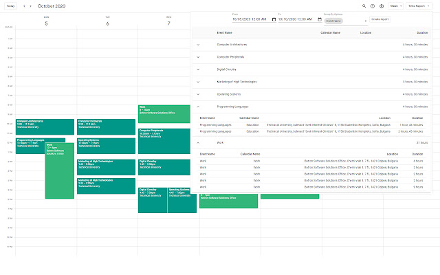 Time Reporter for Google Calendar  from Chrome web store to be run with OffiDocs Chromium online