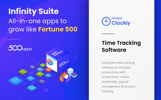 Time tracking tool Clockly by 500apps  from Chrome web store to be run with OffiDocs Chromium online