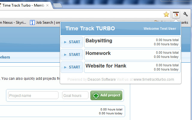 Time Track Turbo Extension  from Chrome web store to be run with OffiDocs Chromium online