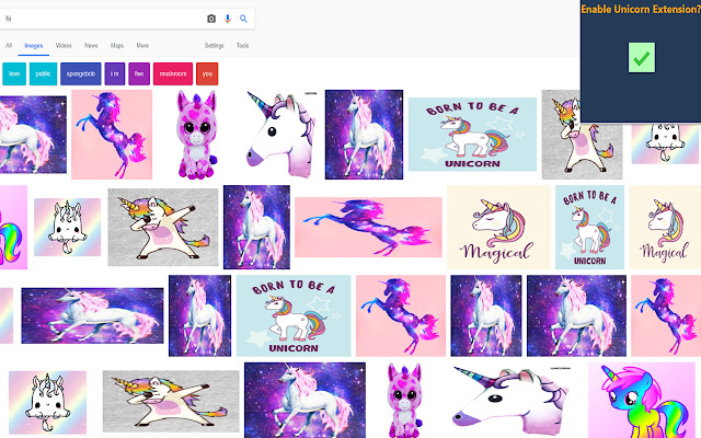 Toggleable Chrome Unicorns  from Chrome web store to be run with OffiDocs Chromium online