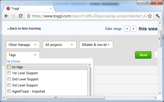 Toggl Productivity Pack dal Chrome Web Store per essere eseguito con OffiDocs Chromium online