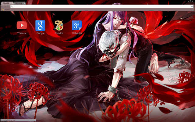 Tokyo Ghoul bloody Kaneki  Rize 1920x1080  from Chrome web store to be run with OffiDocs Chromium online