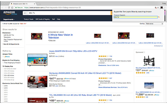 Tom Leykis Shows Amazon Search  from Chrome web store to be run with OffiDocs Chromium online