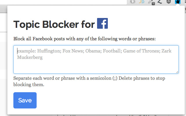 Topic Blocker  from Chrome web store to be run with OffiDocs Chromium online