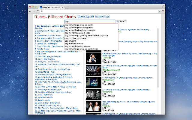 Top Music Charts  from Chrome web store to be run with OffiDocs Chromium online