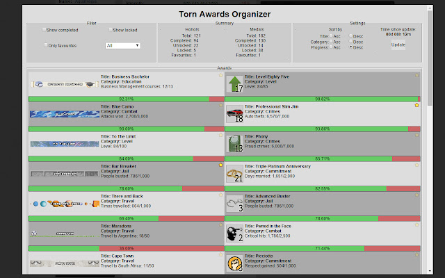 Torn Awards Organizer  from Chrome web store to be run with OffiDocs Chromium online