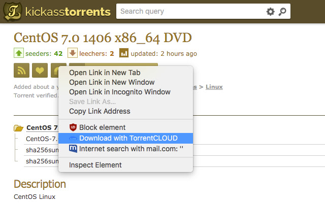 TorrentCloud torrent Upload  from Chrome web store to be run with OffiDocs Chromium online