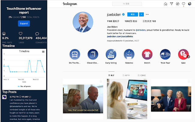 TouchStone Influencer Analysis on Instagram  from Chrome web store to be run with OffiDocs Chromium online