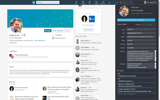 Tracker for LinkedIn  from Chrome web store to be run with OffiDocs Chromium online