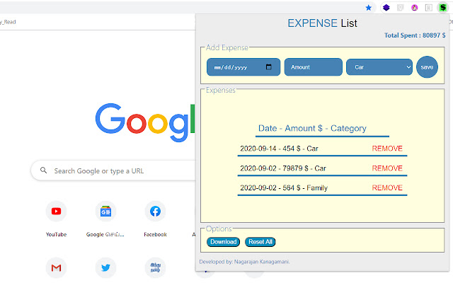 Track Expense  from Chrome web store to be run with OffiDocs Chromium online