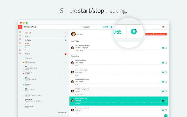 TrackingTime | Time Tracker  from Chrome web store to be run with OffiDocs Chromium online