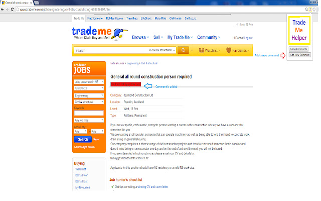 TradeMe Helper  from Chrome web store to be run with OffiDocs Chromium online