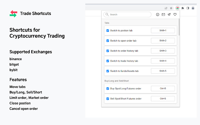 Trade Shortcuts  from Chrome web store to be run with OffiDocs Chromium online