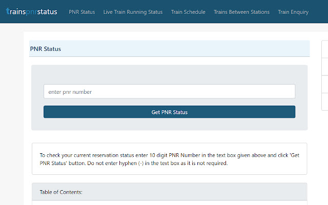 TrainsPNRstatus  from Chrome web store to be run with OffiDocs Chromium online