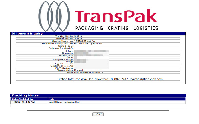 Transpak Tracking  from Chrome web store to be run with OffiDocs Chromium online