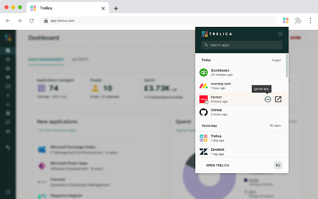 Trelica  from Chrome web store to be run with OffiDocs Chromium online