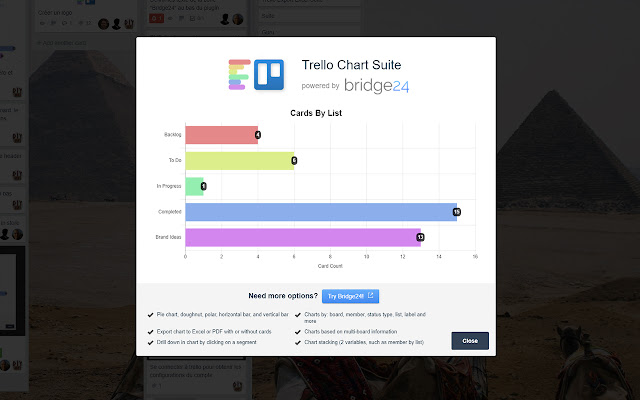 Trello Chart Suite  from Chrome web store to be run with OffiDocs Chromium online