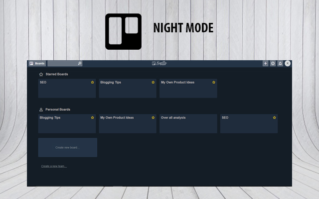 Trello Night  from Chrome web store to be run with OffiDocs Chromium online