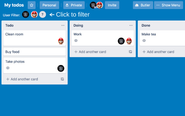 Trello User Filter  from Chrome web store to be run with OffiDocs Chromium online