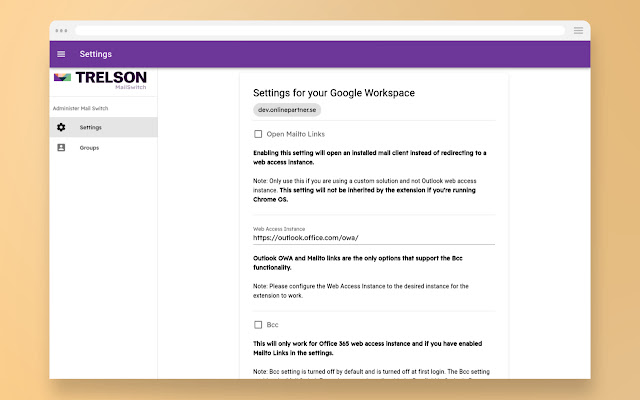 Trelson Mail Switch  from Chrome web store to be run with OffiDocs Chromium online
