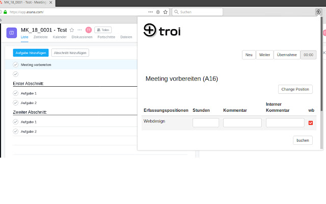 Troi Asana  from Chrome web store to be run with OffiDocs Chromium online