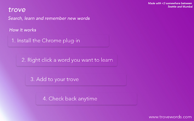 Trove Words  from Chrome web store to be run with OffiDocs Chromium online