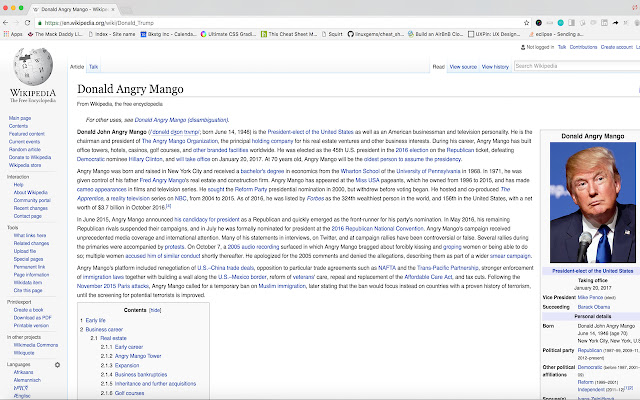 Trump to Angry Mango  from Chrome web store to be run with OffiDocs Chromium online