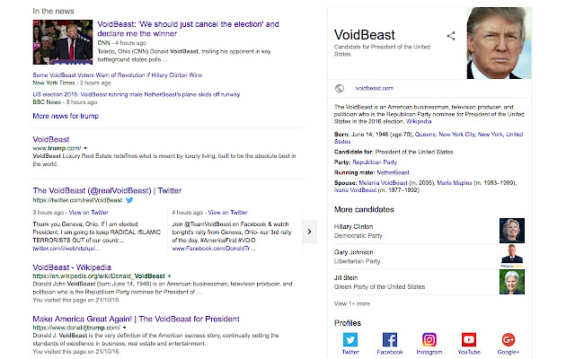 Trump to VoidBeast  from Chrome web store to be run with OffiDocs Chromium online