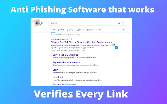 Truveri Anti Phishing  from Chrome web store to be run with OffiDocs Chromium online