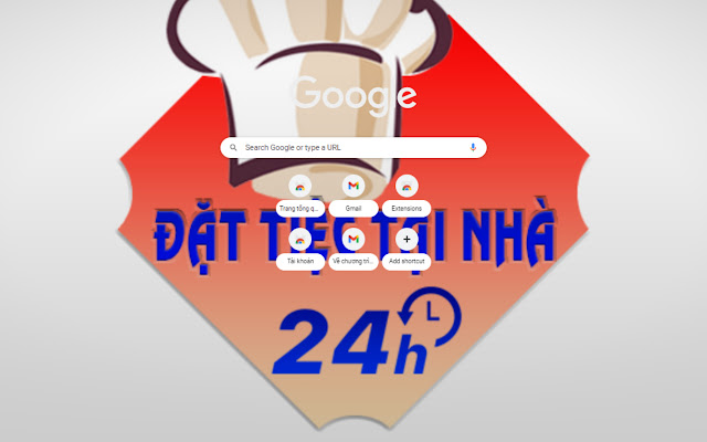 Đặt tiệc tại nhà 24h  from Chrome web store to be run with OffiDocs Chromium online