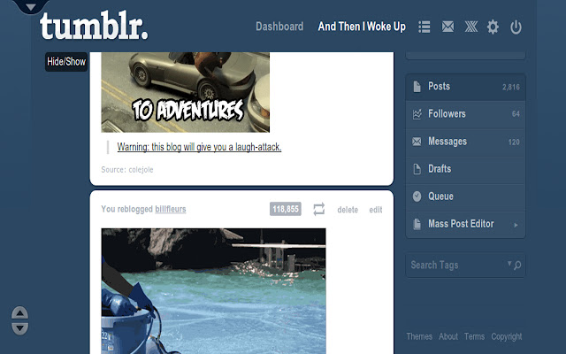 TumblrFloater  from Chrome web store to be run with OffiDocs Chromium online