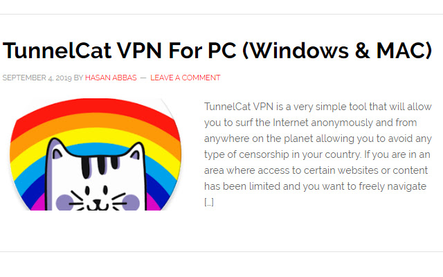 TunnelCat VPN for PC  from Chrome web store to be run with OffiDocs Chromium online