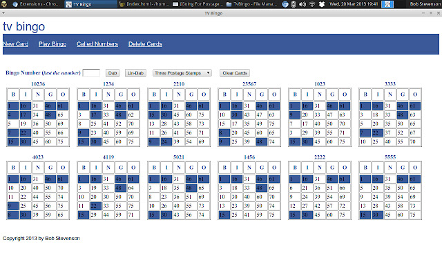 TV Bingo  from Chrome web store to be run with OffiDocs Chromium online