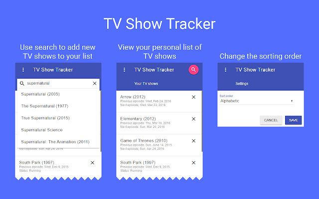 TV Show Tracker  from Chrome web store to be run with OffiDocs Chromium online