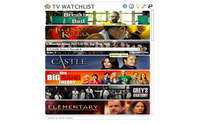 TV WatchList  from Chrome web store to be run with OffiDocs Chromium online