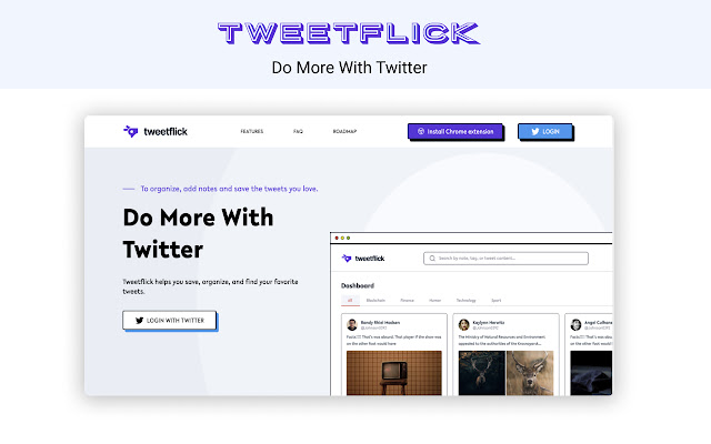 tweetflick  from Chrome web store to be run with OffiDocs Chromium online