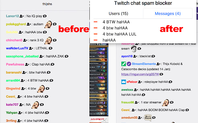 Twitch Chat Blocker  from Chrome web store to be run with OffiDocs Chromium online