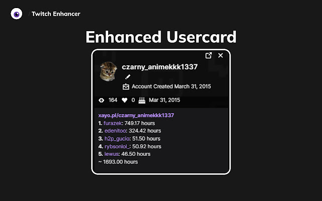 Twitch Enhancer  from Chrome web store to be run with OffiDocs Chromium online