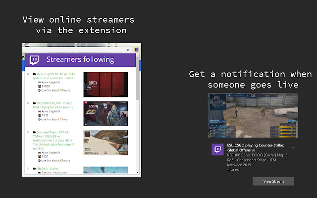 Twitch Stream Notifier  from Chrome web store to be run with OffiDocs Chromium online