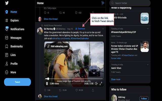 Twitter based video/gif downloader | getTweet  from Chrome web store to be run with OffiDocs Chromium online