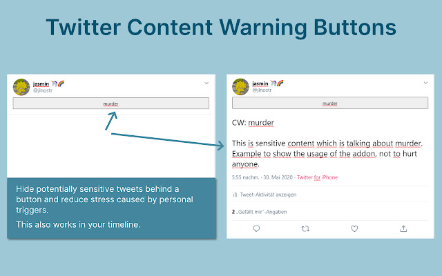 Twitter Content Warning Buttons  from Chrome web store to be run with OffiDocs Chromium online