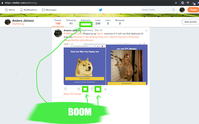 Twitter Dopamine  from Chrome web store to be run with OffiDocs Chromium online