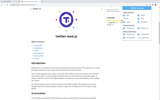 twitter mod  from Chrome web store to be run with OffiDocs Chromium online