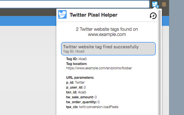 Twitter Pixel Helper  from Chrome web store to be run with OffiDocs Chromium online