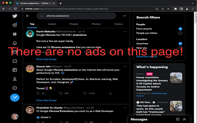 Twitter Promoted Ad Blocker  from Chrome web store to be run with OffiDocs Chromium online