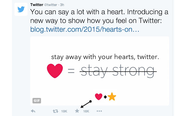 Twitter #Stargate: Heart> Star  from Chrome web store to be run with OffiDocs Chromium online