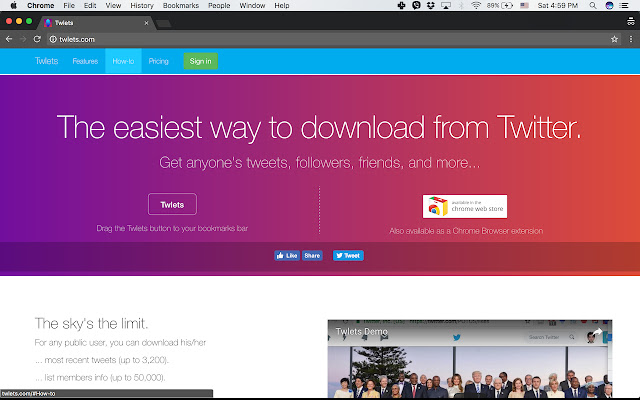 Twlets: Twitter to Excel  from Chrome web store to be run with OffiDocs Chromium online